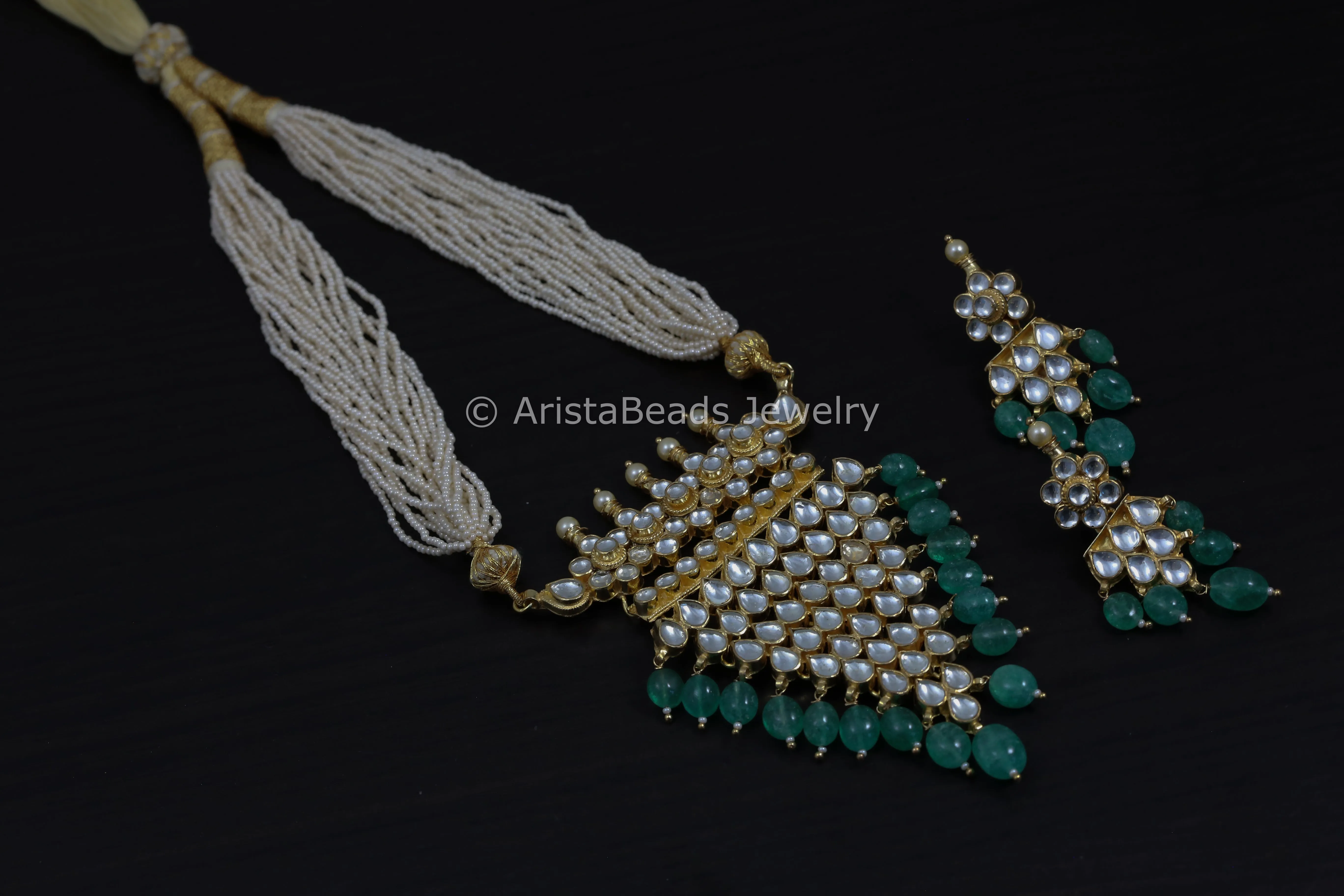 Emerald Jadtar Kundan Tanmani Necklace