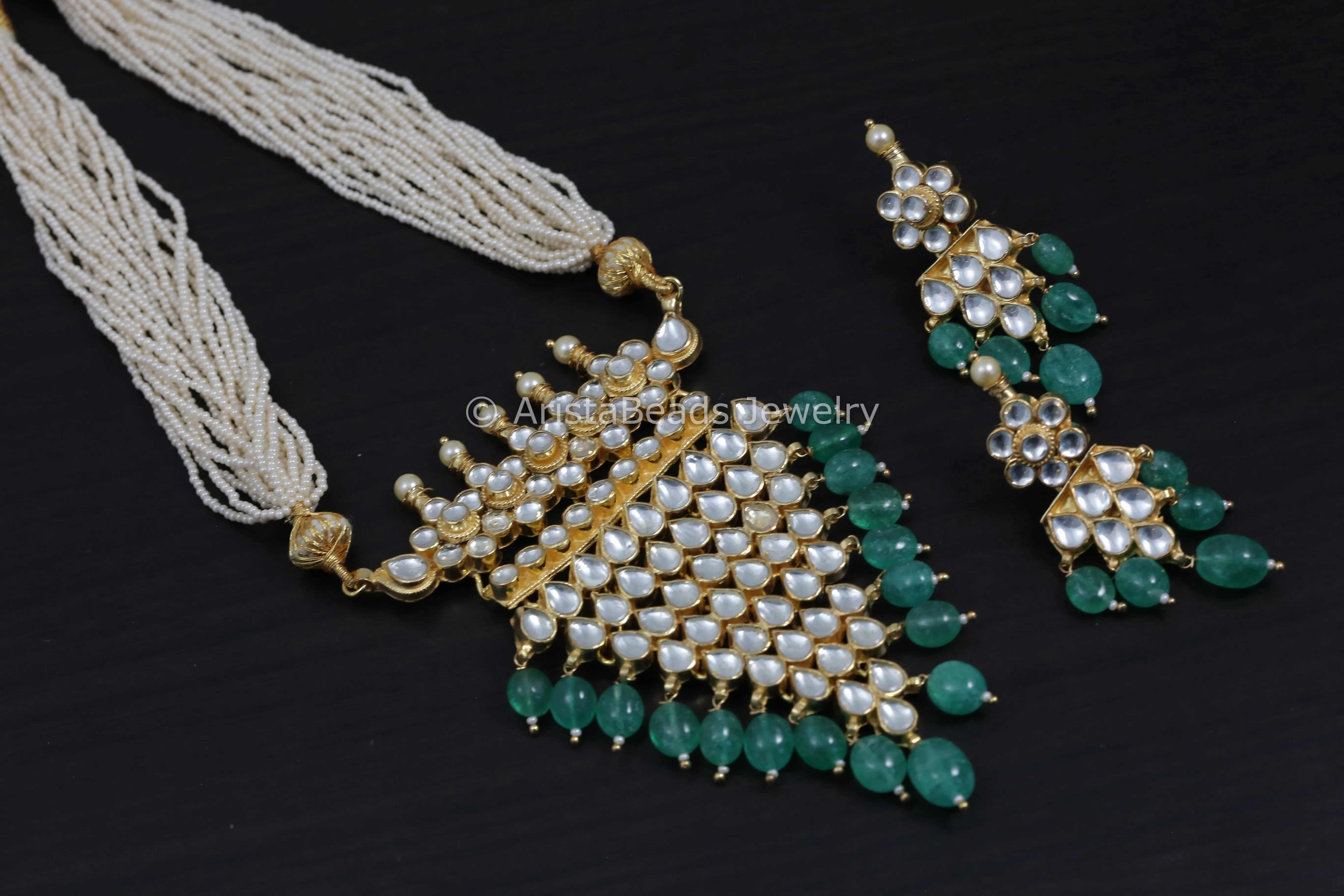 Emerald Jadtar Kundan Tanmani Necklace