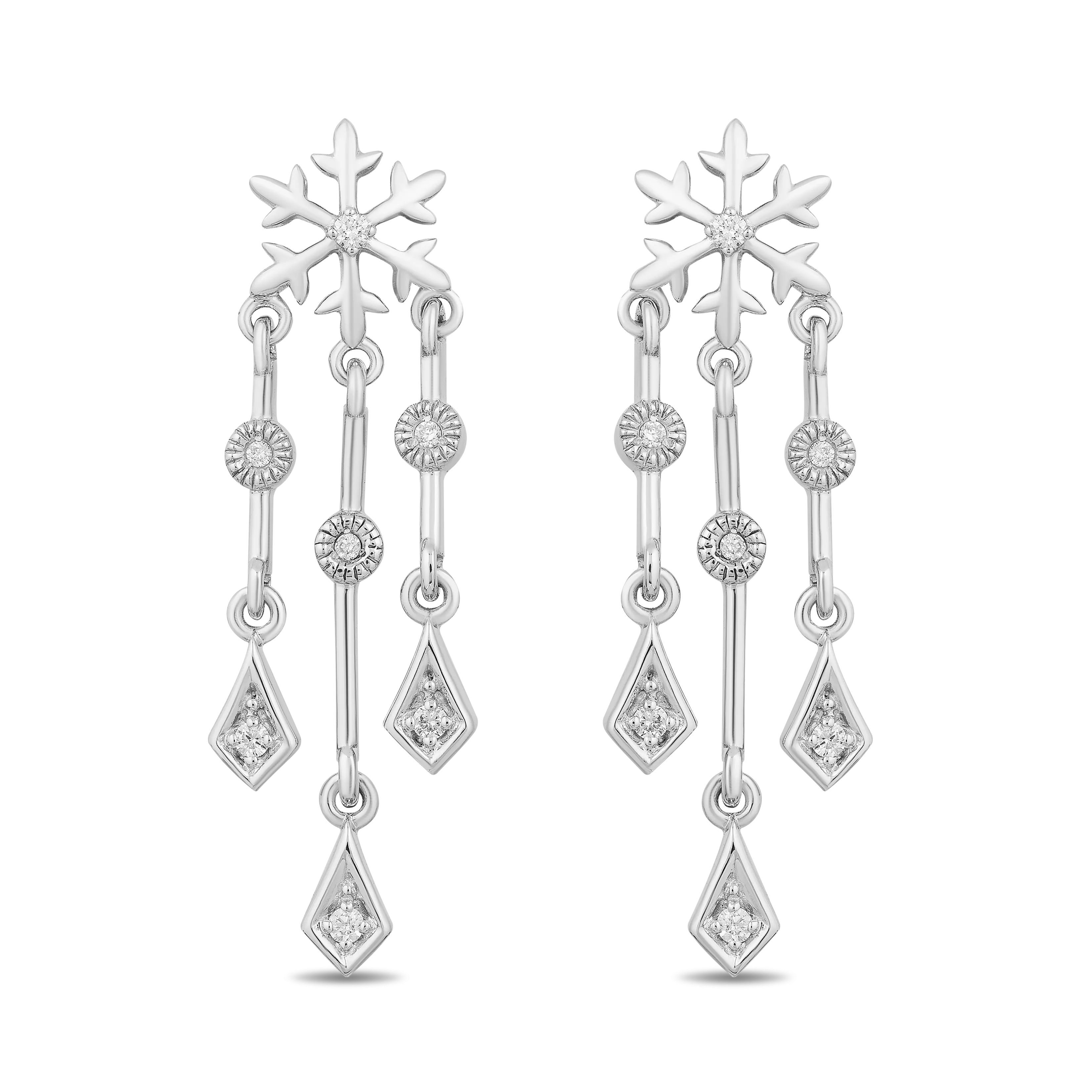 Enchanted Disney Fine Jewelry 14K White Gold 1/10 CTTW Elsa Frozen Dangling Earrings