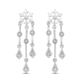 Enchanted Disney Fine Jewelry 14K White Gold 1/10 CTTW Elsa Frozen Dangling Earrings