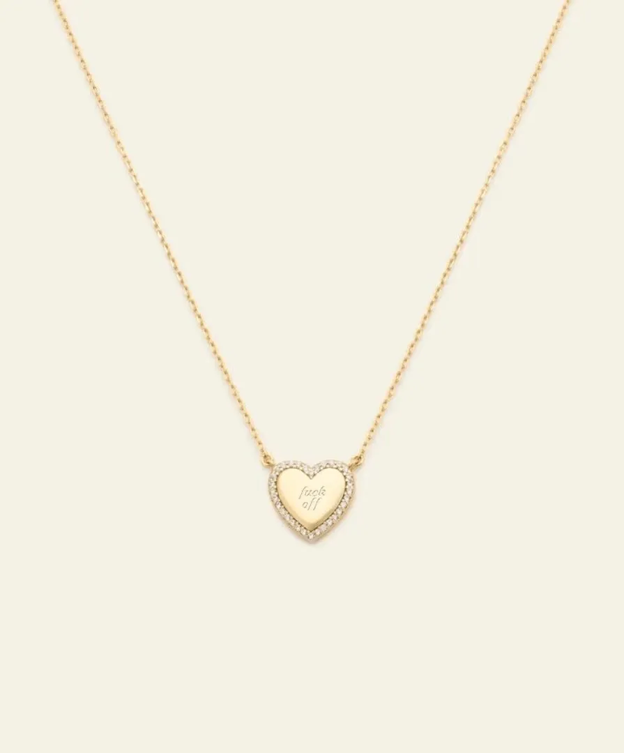 F Off Heirloom Heart Necklace - Gold Vermeil