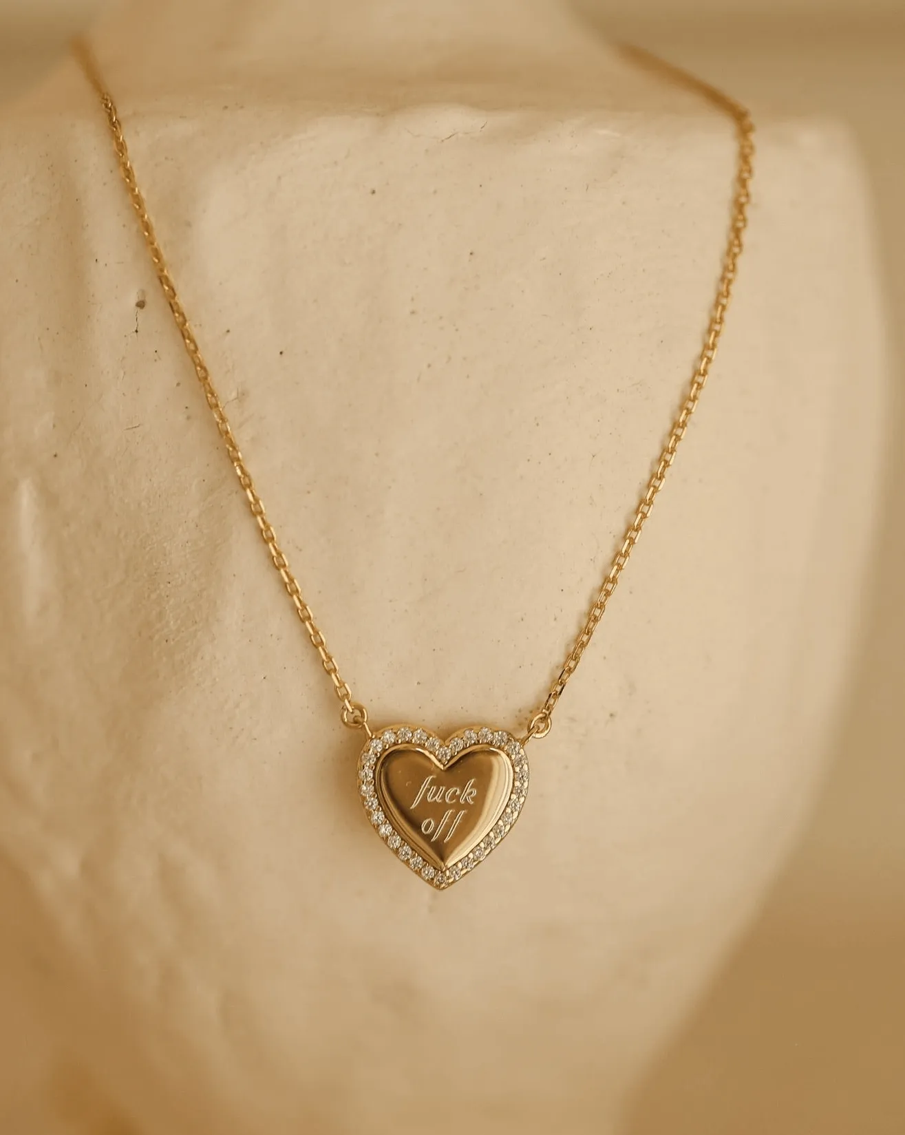 F Off Heirloom Heart Necklace - Gold Vermeil