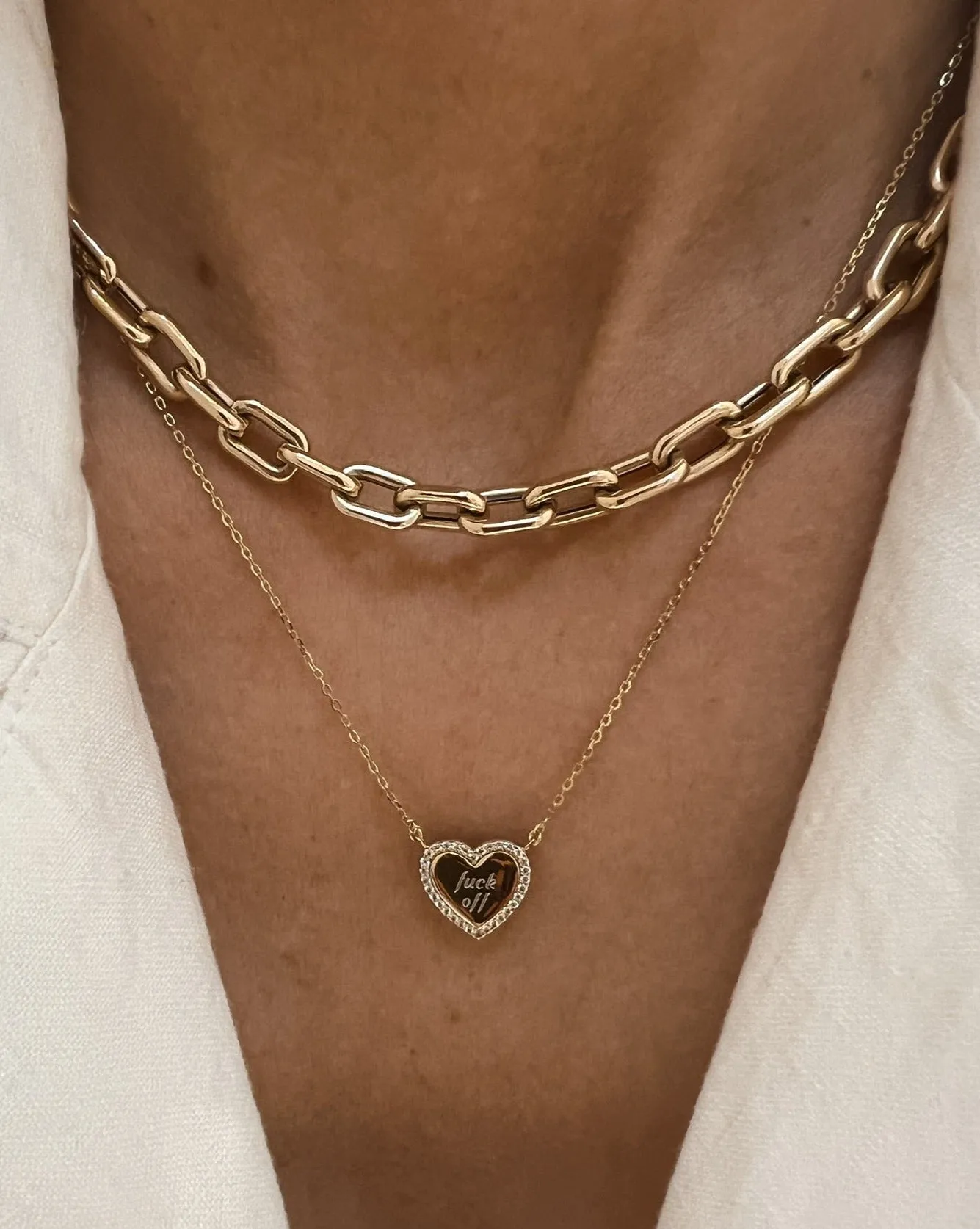 F Off Heirloom Heart Necklace - Gold Vermeil