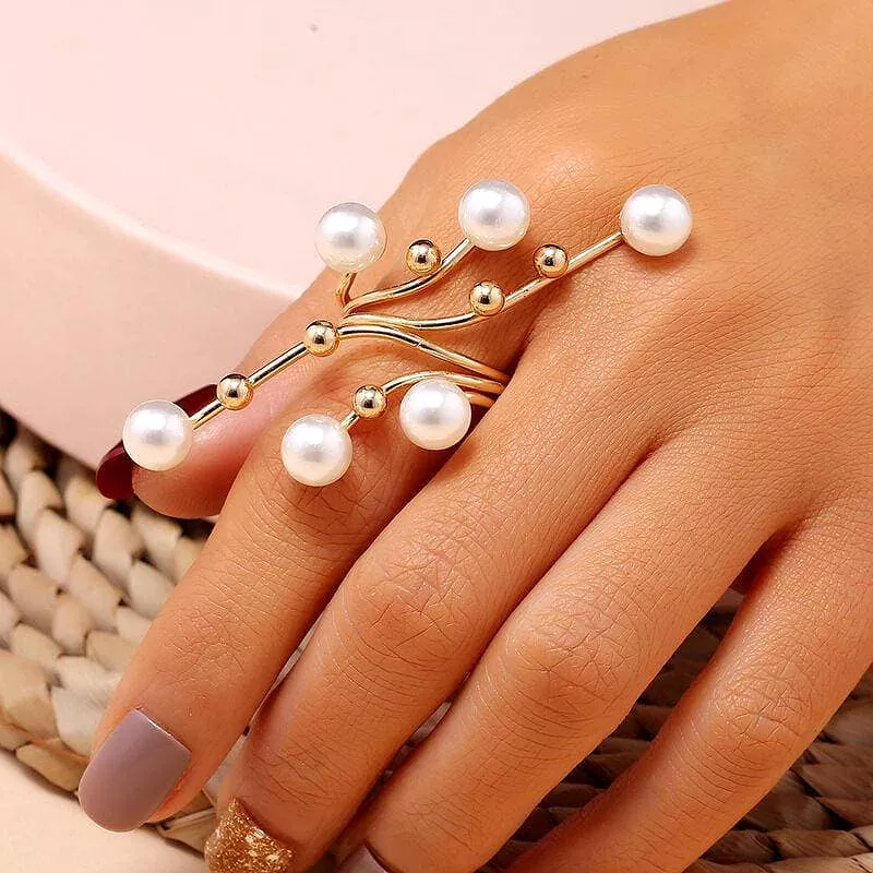 Faux Pearl Geometric Rings