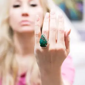 Genuine Turquoise and Green Arrowhead Ring