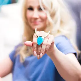 Genuine Turquoise Longhorn Ring