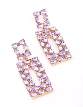 Gold & Lilac Rectangular Stone Drop Earrings