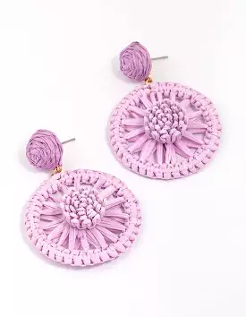 Gold & Purple Wrapped Wheel Drop Earrings