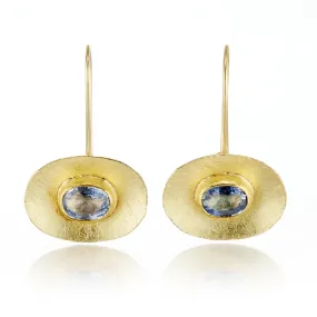 Gold & Sapphire Organic-Shaped Earrings