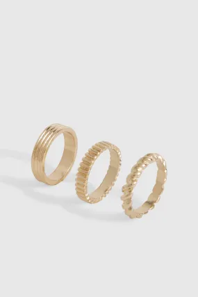 Gold 3 Pack Stacking Rings