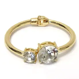 Gold and Crystal Stone Bangle Bracelet