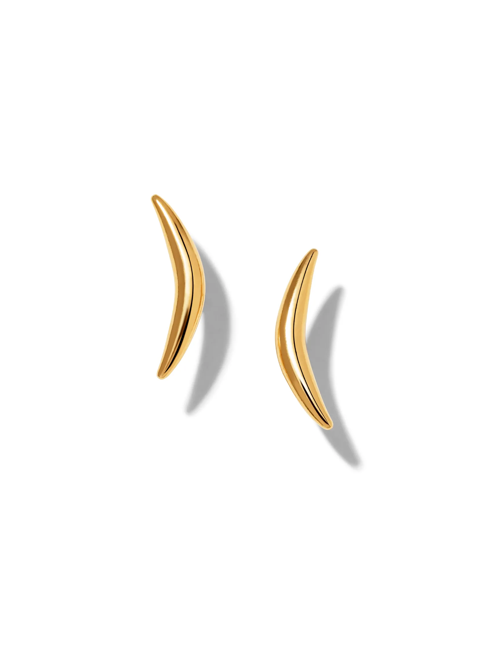 Gold Crescent Stud Earrings