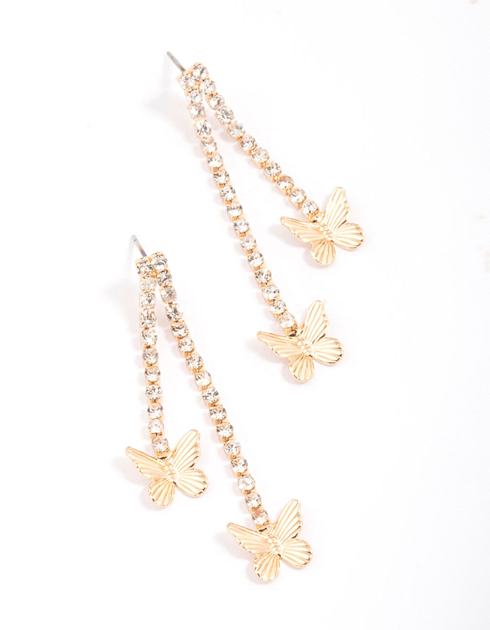 Gold Cupchain Butterfly Drop Earrings