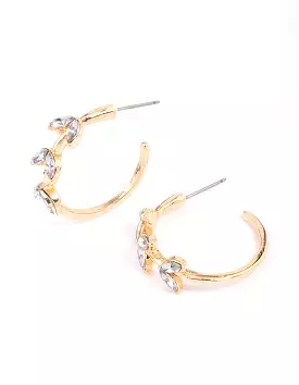 Gold Diamante Vine Leaf Hoop Earrings