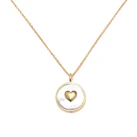 Gold Mother of Pearl Heart Necklace