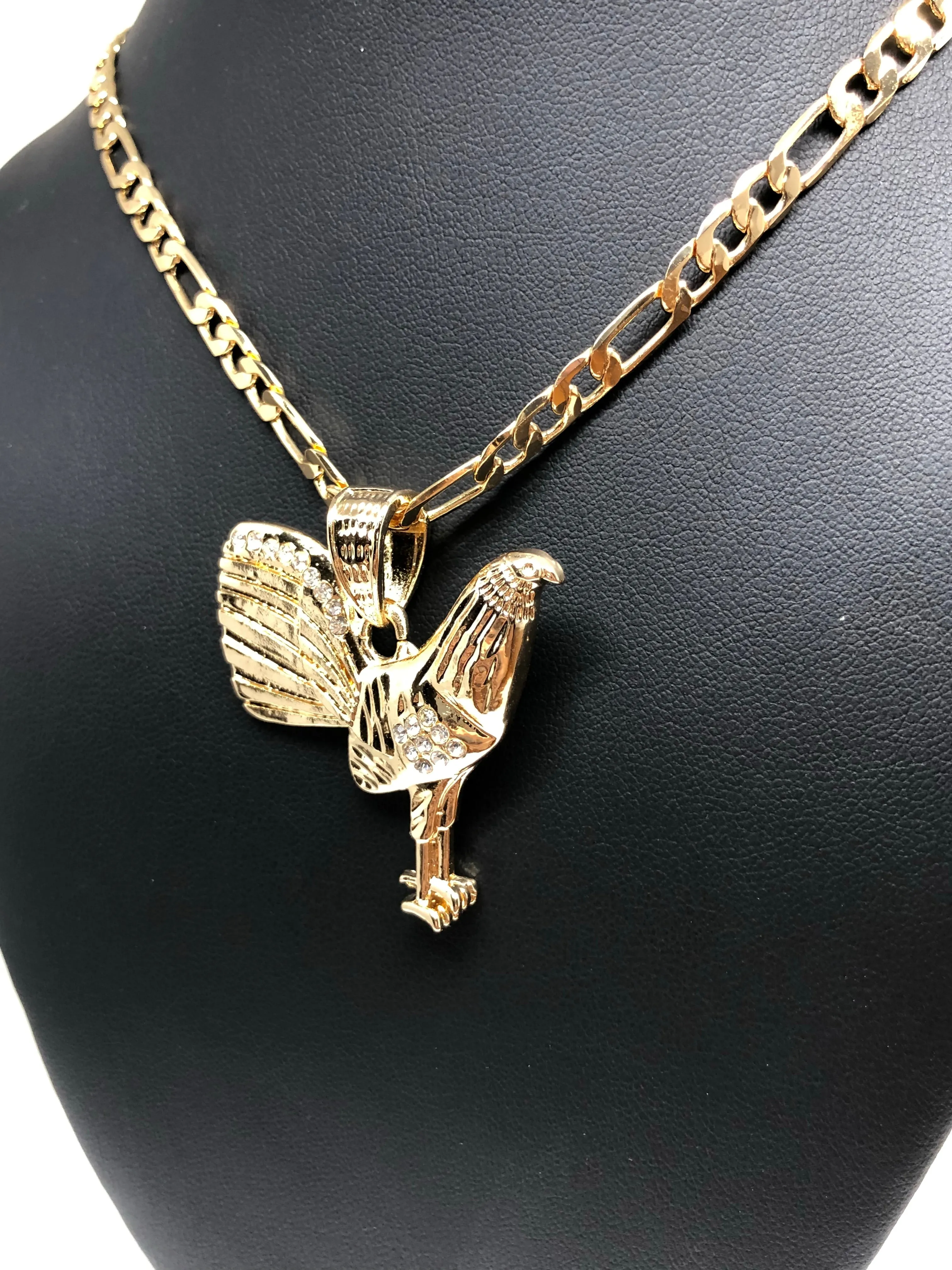 Gold Plated Chicken Rooster Pendant Necklace Figaro 26 5mm Gallo Medalla Oro Laminado