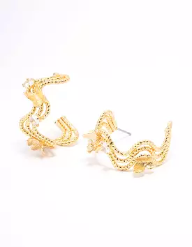 Gold Plated Cubic Zirconia Butterfly Hoop Earrings