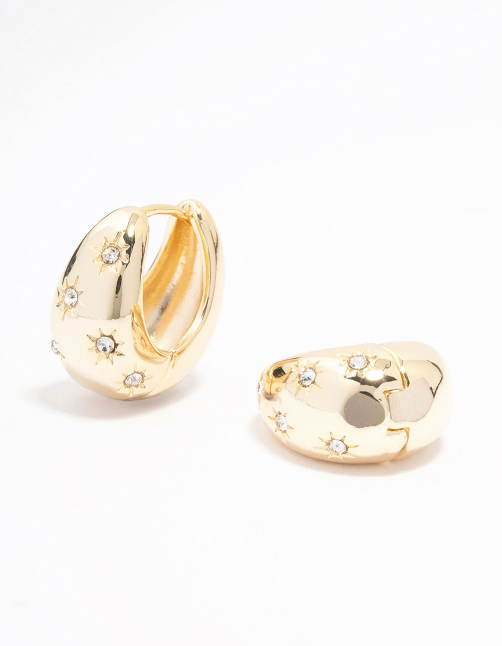 Gold Plated Cubic Zirconia Chunky Hoop Earrings