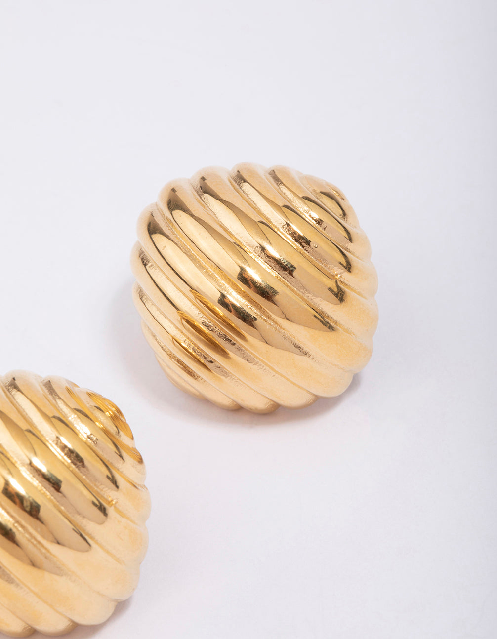 Gold Plated Stainless Steel Croissant Textured Stud Earrings