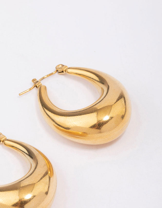 Gold Plated Stainless Steel Full Loop Hoop Earrings