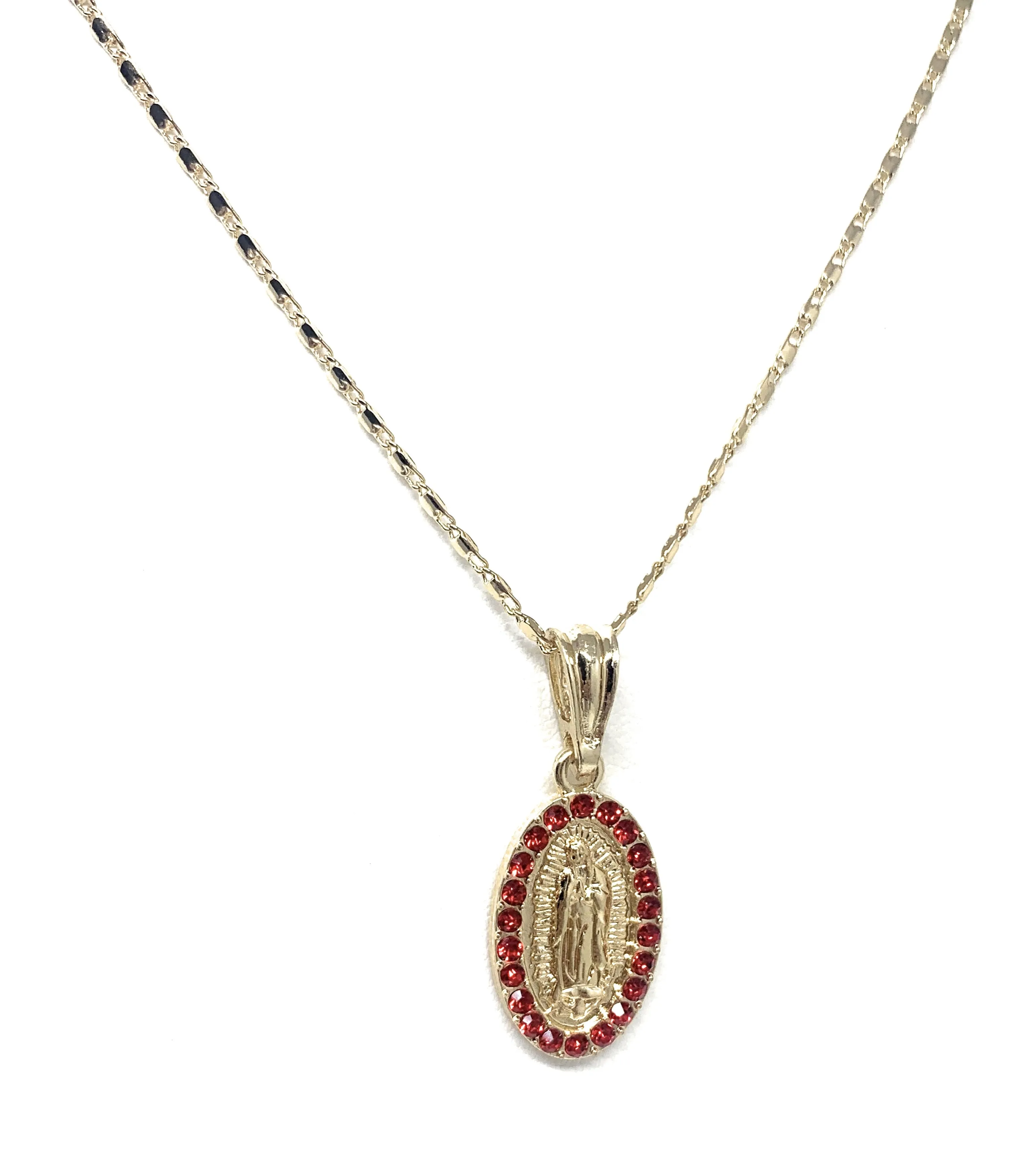 Gold Plated Virgin Mary Pendant Necklace Valentina 20 Virgen de Guadalupe Medalla