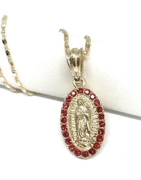 Gold Plated Virgin Mary Pendant Necklace Valentina 20 Virgen de Guadalupe Medalla