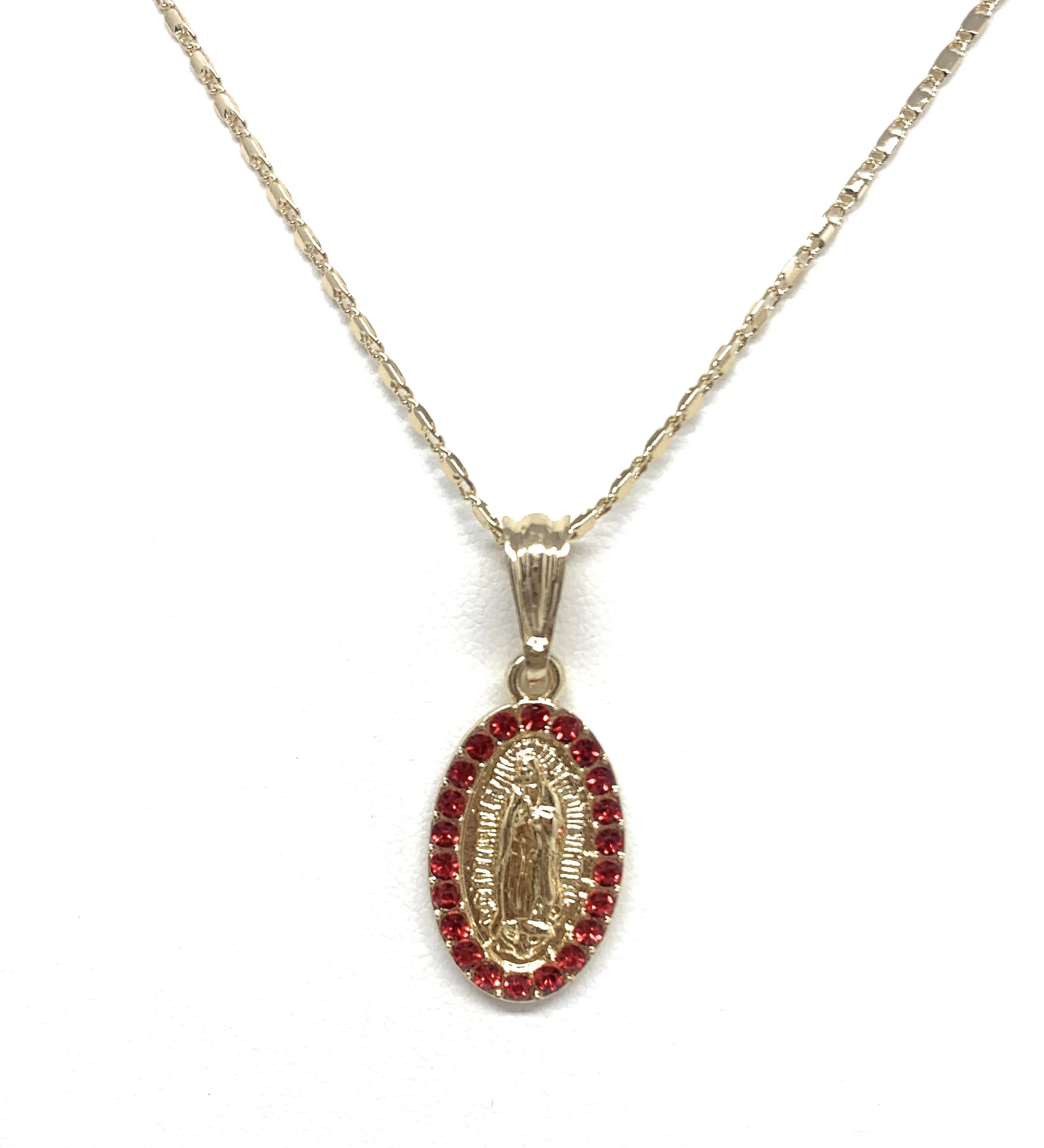 Gold Plated Virgin Mary Pendant Necklace Valentina 20 Virgen de Guadalupe Medalla