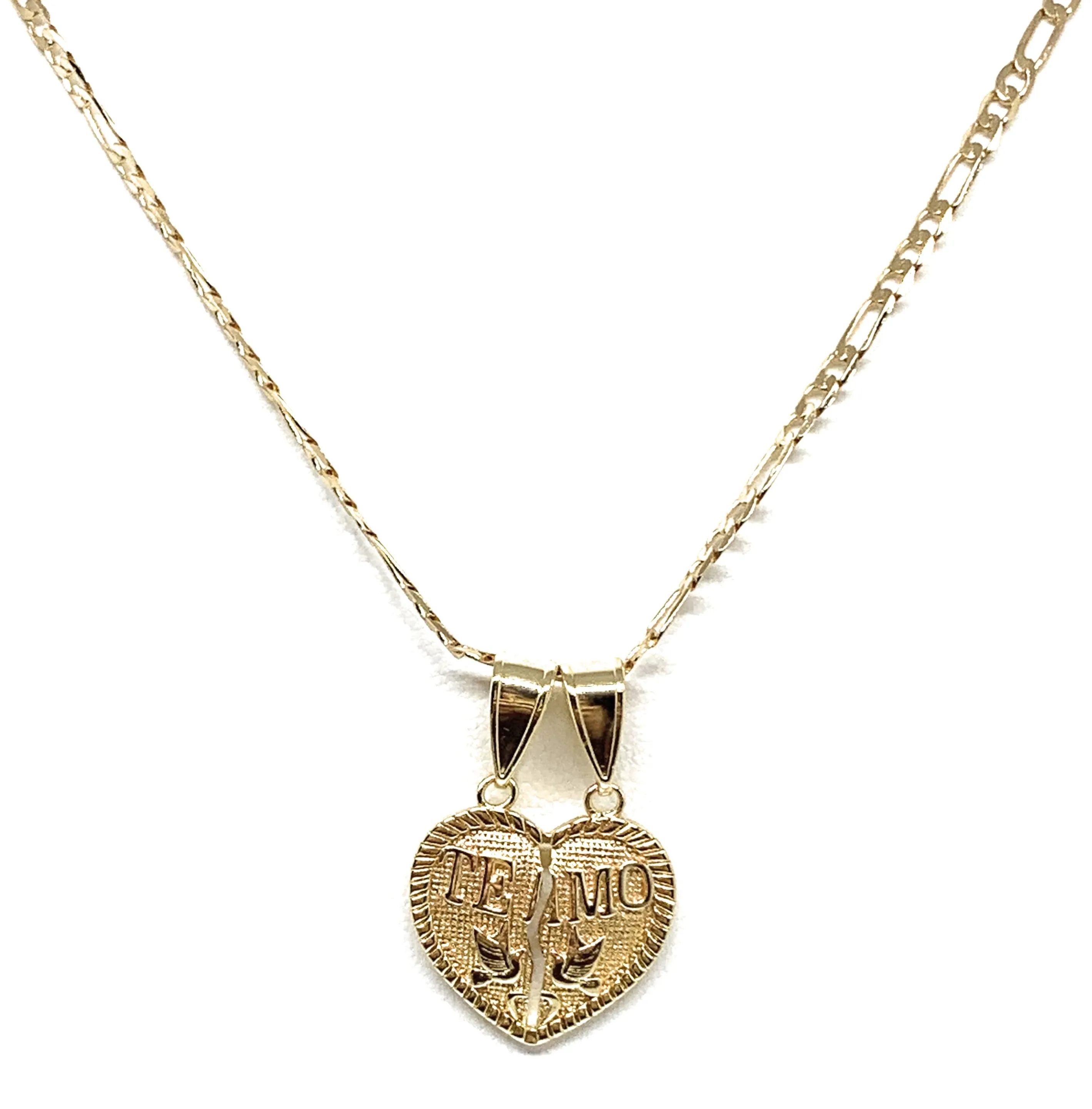 Gold Plated Yellow Te Amo Heart Split Pendant Necklace 24