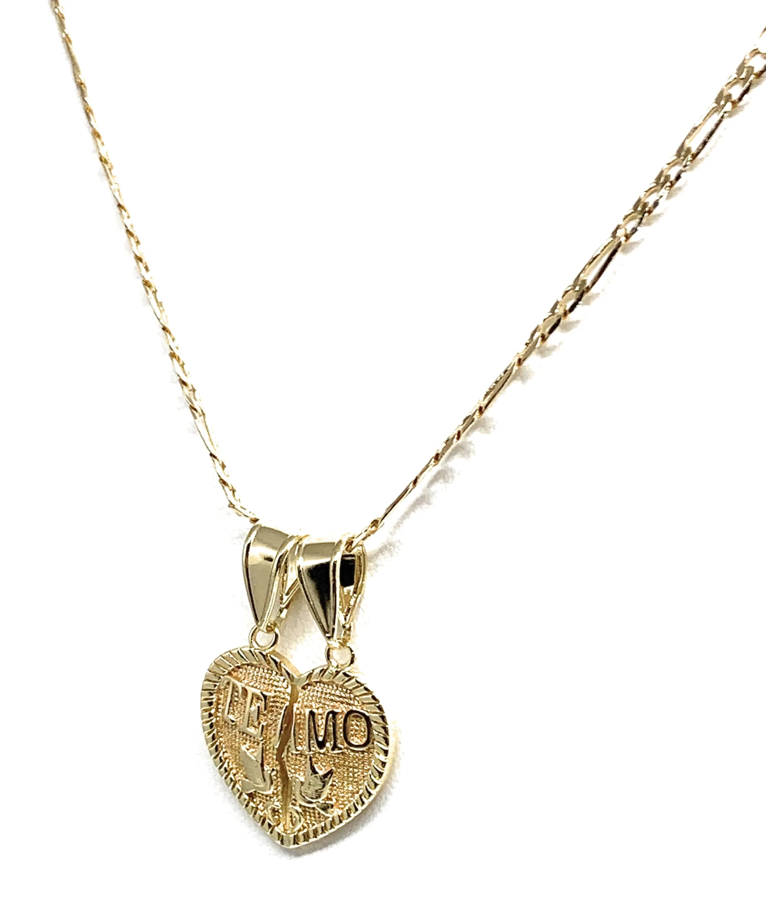 Gold Plated Yellow Te Amo Heart Split Pendant Necklace 24