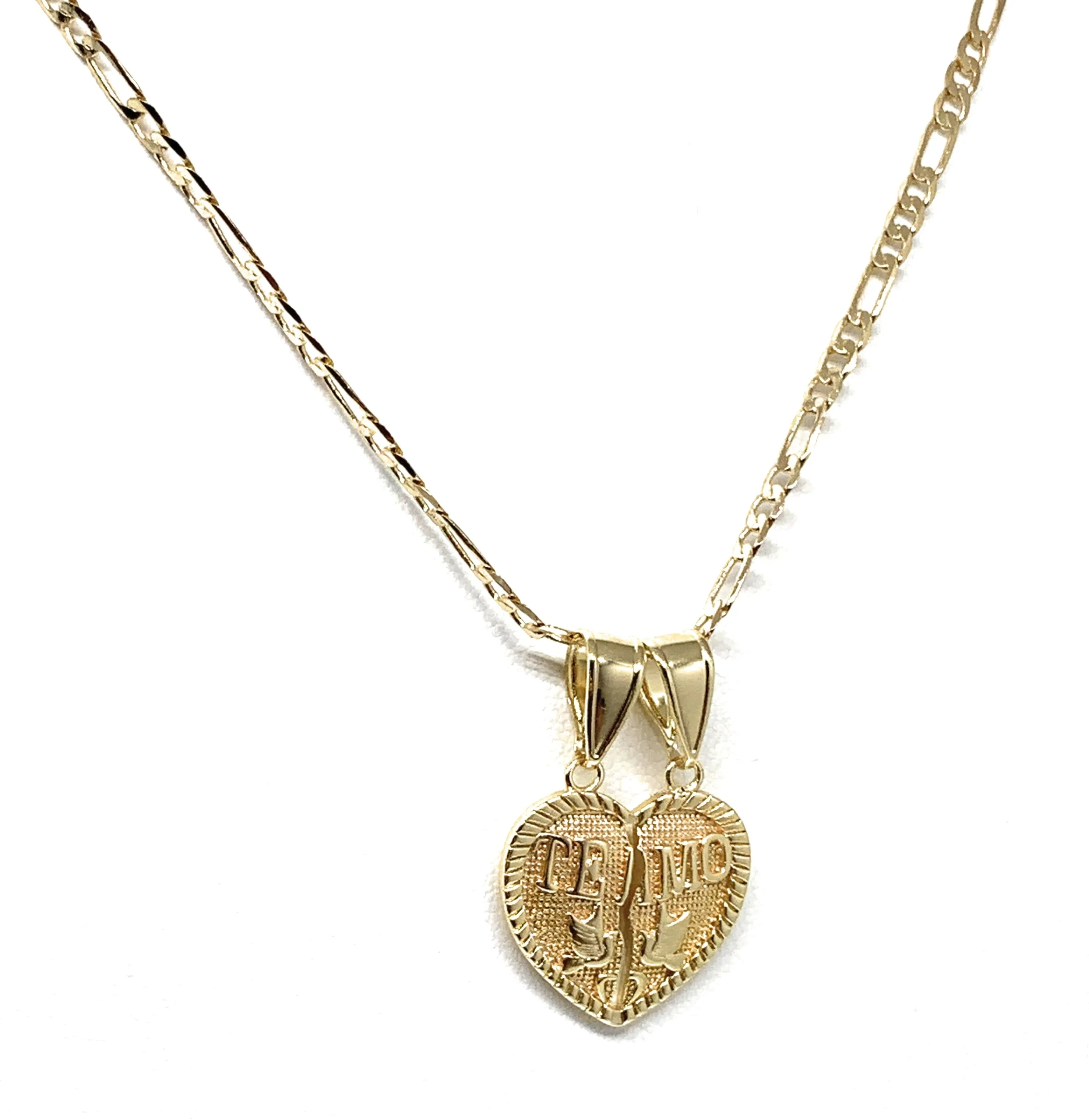 Gold Plated Yellow Te Amo Heart Split Pendant Necklace 24