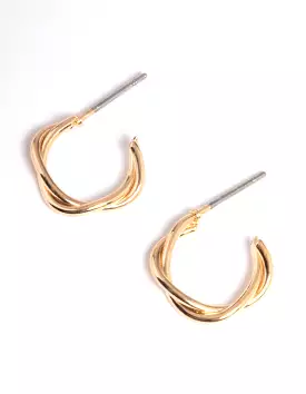 Gold Soft Twist Huggie Earrings