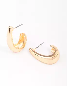 Gold Stretch Rectangular Hoop Earrings