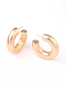 Gold Textured Bubble Hoop Earrings