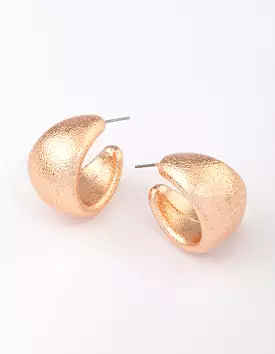 Gold Textured Tapered Hoop Earrings