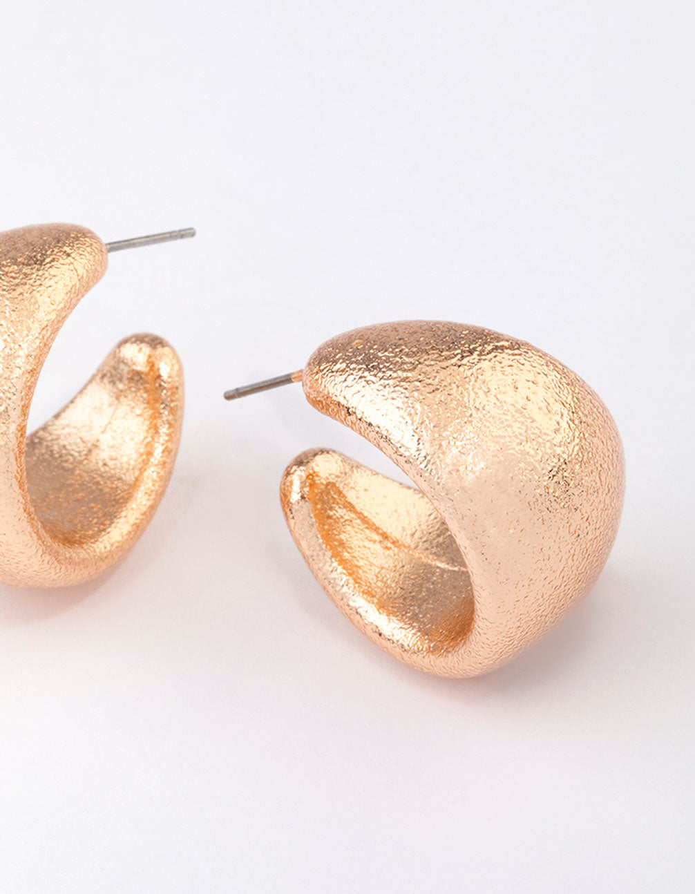 Gold Textured Tapered Hoop Earrings