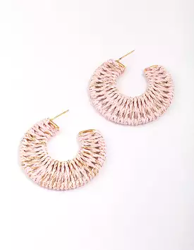 Gold Wide Wrapped Hoop Earrings