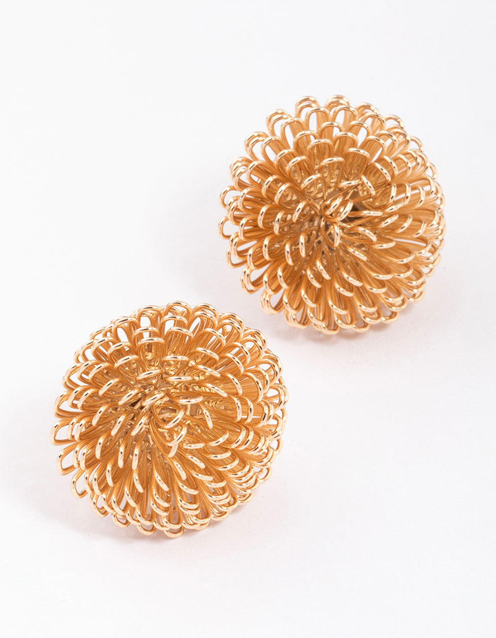 Gold Wire Loop Dome Stud Earrings