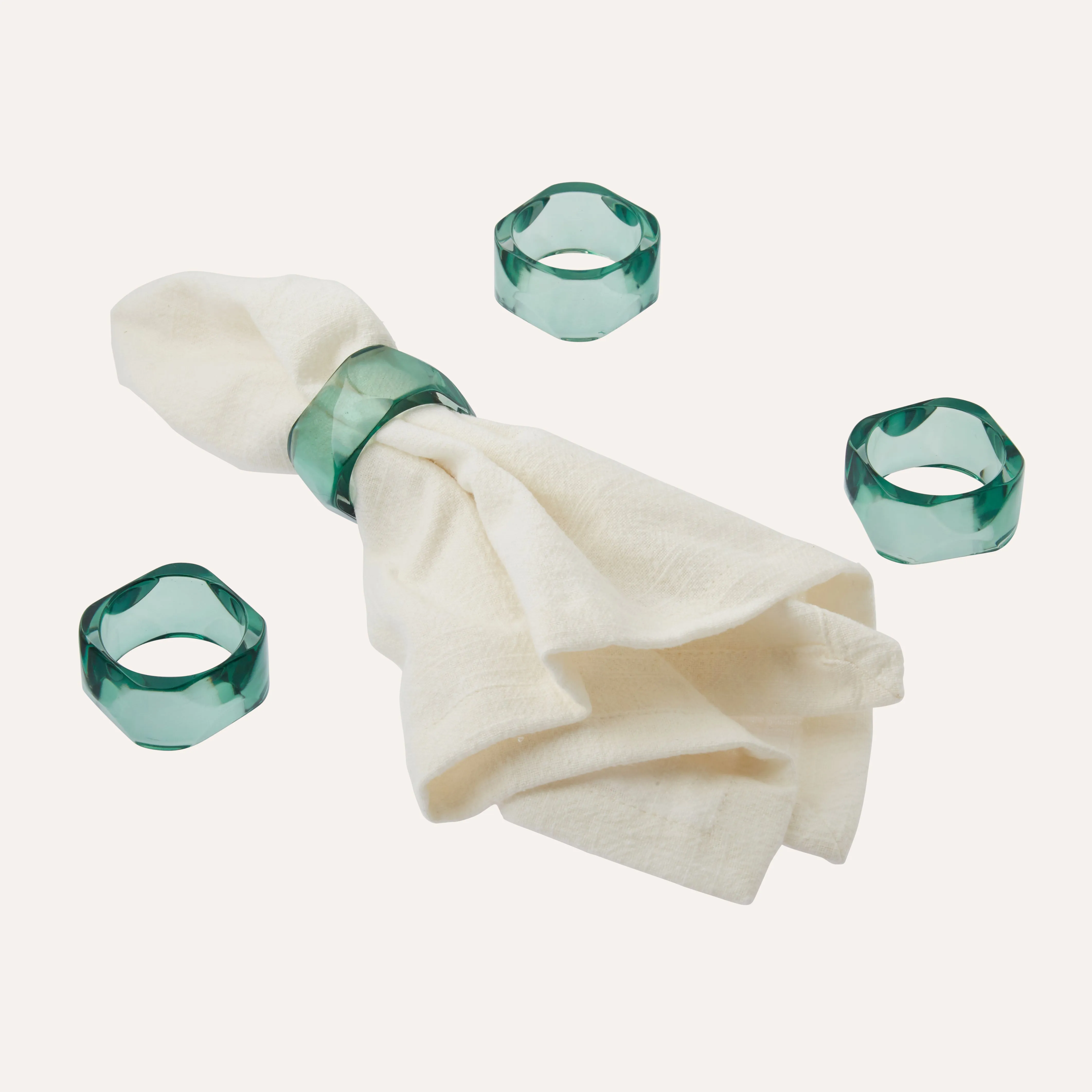 Green Amethyst Gem Napkin Rings