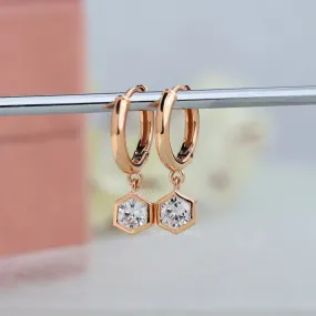 Hexagon Cut Huggie Hoop Earrings