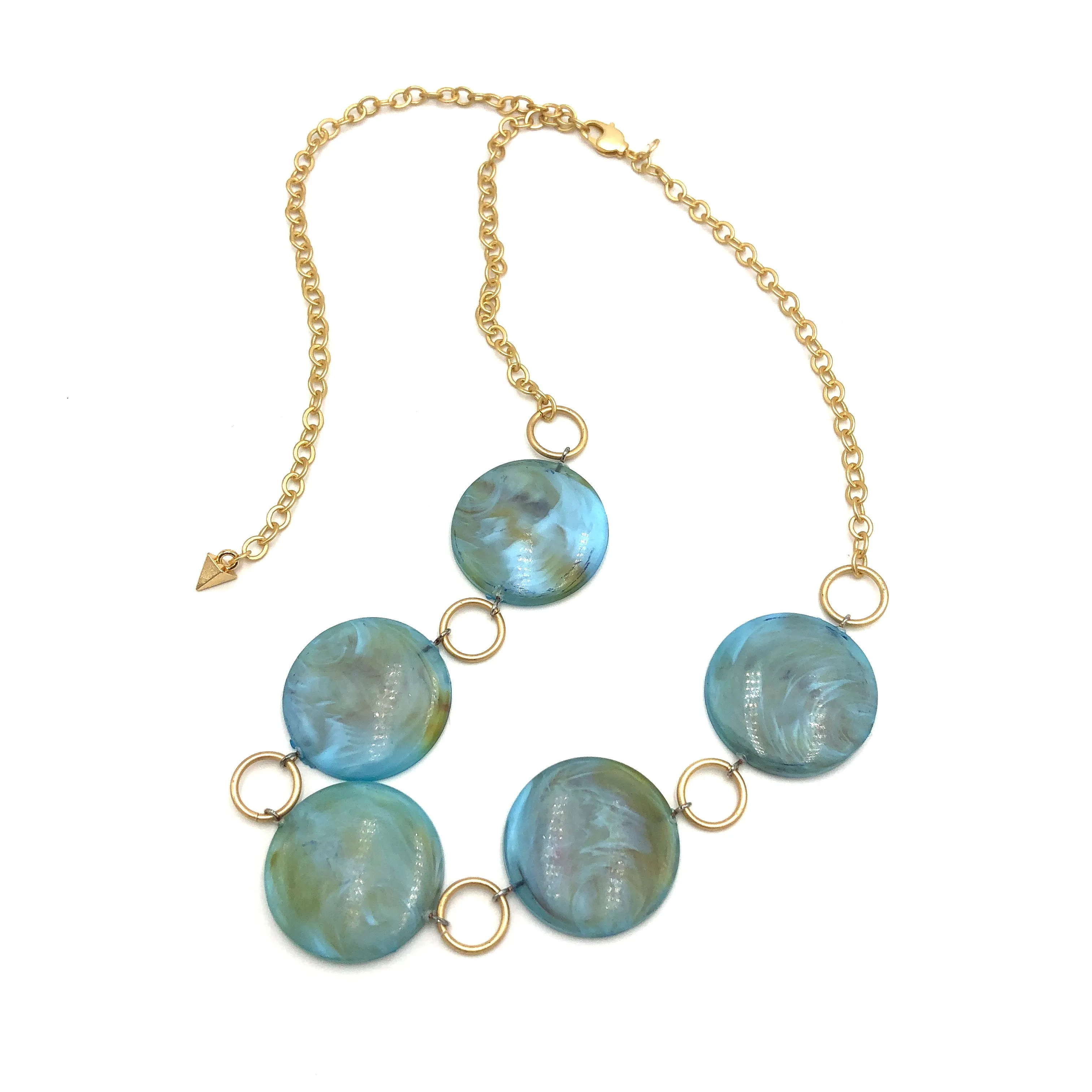 Ice Blue Marbled Stations Necklace