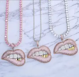 Iced Out Lip Necklace