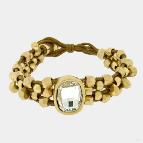 iLLASPARKZ Crystal Accented Abstract Metal Bead Bracelet