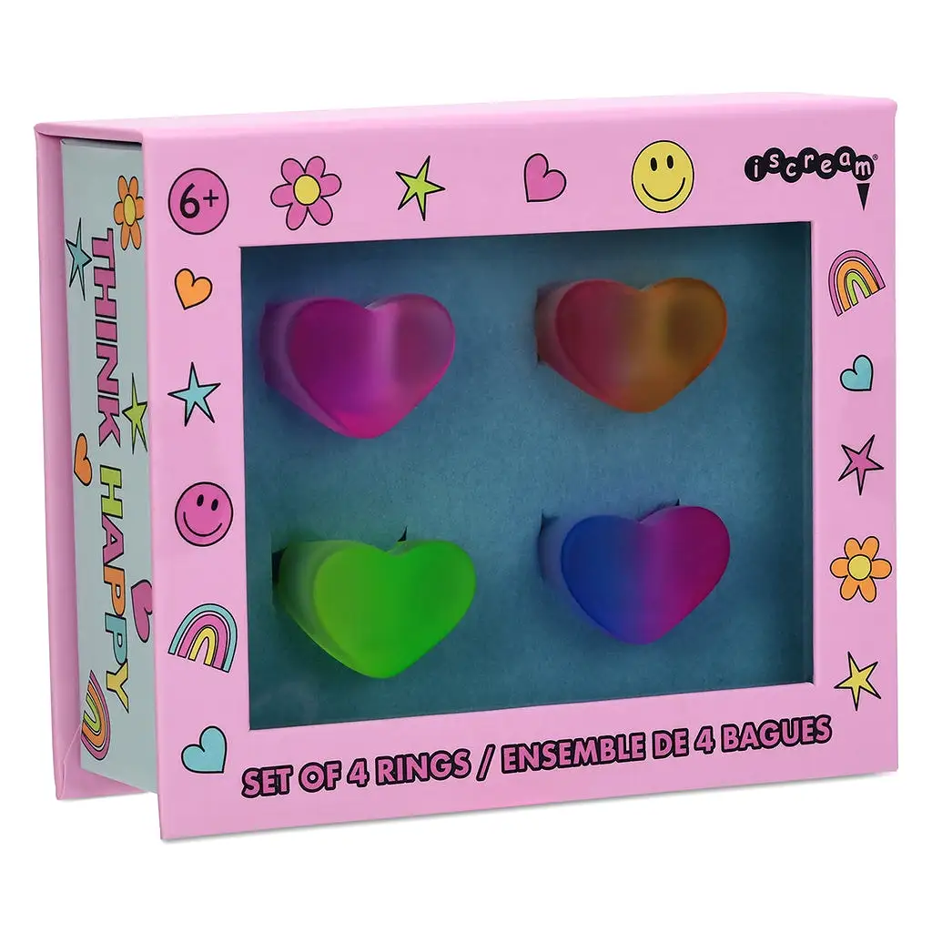 Iscream Ombre Heart Rings Set (4pc Set)