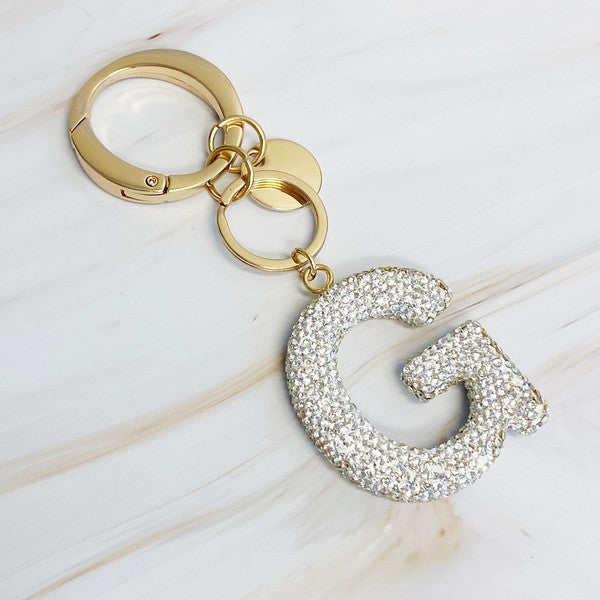 It Girl Glam Initial Key Chain - Crystal Clear