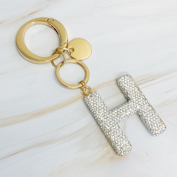 It Girl Glam Initial Key Chain - Crystal Clear