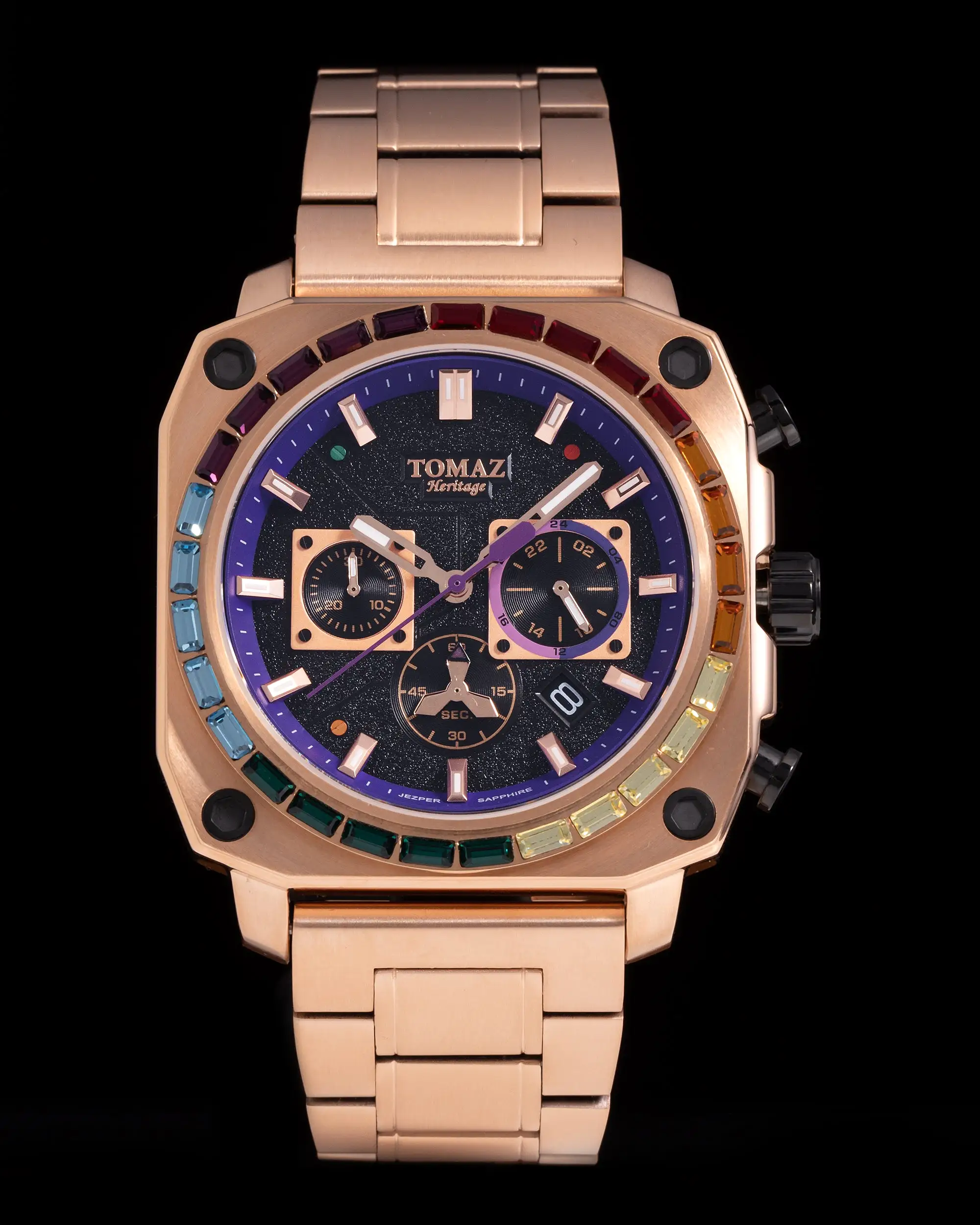 Jezper TQ021B-D13 (Rosegold) with Rainbow Swarovski (Rosegold Stainless Steel)