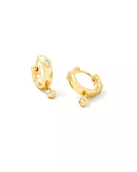 Joelle Huggie Earring Gold White Crystal