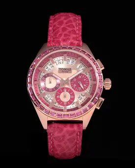 Juliet TW025L-D10 (Rosegold/Pink) with Pink Swarovski (Pink Leather Strap)