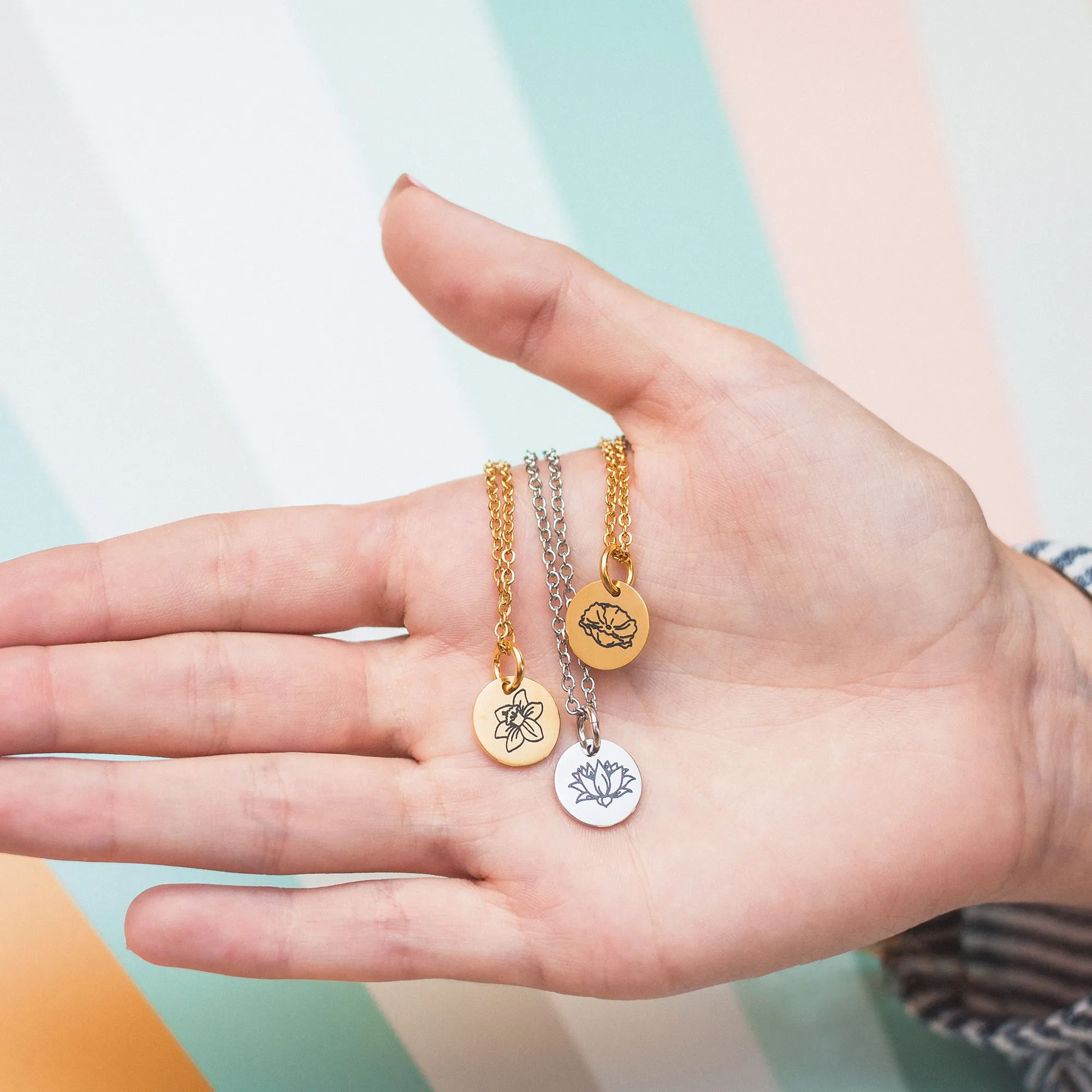 June Rose Birth Flower Charm Necklace