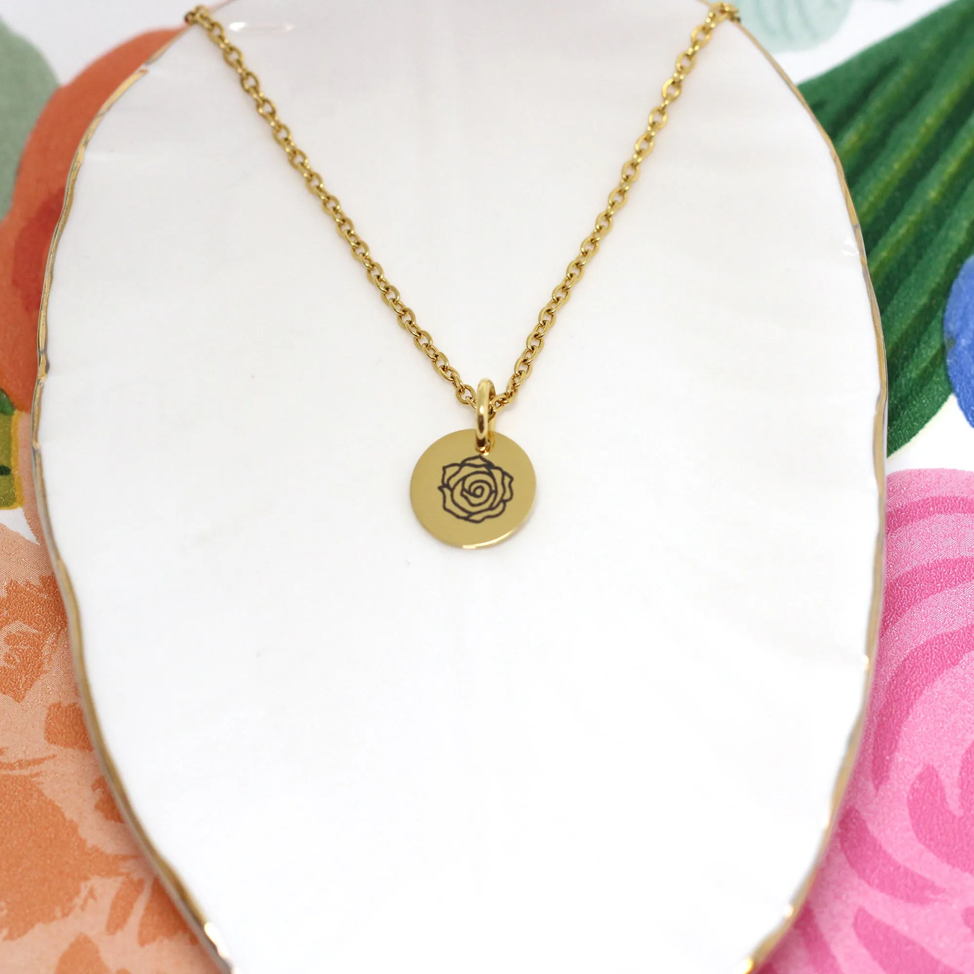 June Rose Birth Flower Charm Necklace